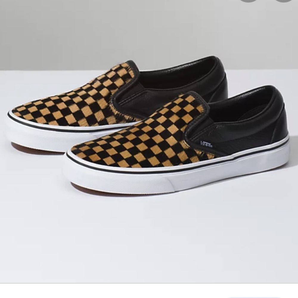 VANS CALF HAIR SLIP-ON CHECKERBOARD TRUE WHITE